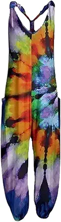 OIOLOYJM Summer Plus Size Boho Overalls for Women 2025 Fashion Jumpsuits Loose Fit Rompers Floral Printed Baggy Harem Pants