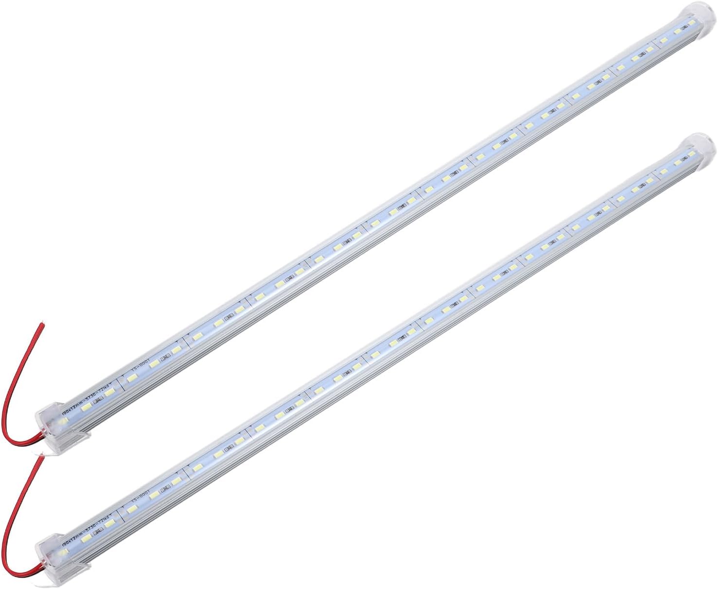2pcs 20in Rigid Led Strip Bar Light Dc 12v 36 SMD 5630 Aluminium Shell 6000k White Ip65 Waterproof Trailer Lights for for Camper, Boat, Under Cabinet Lighting