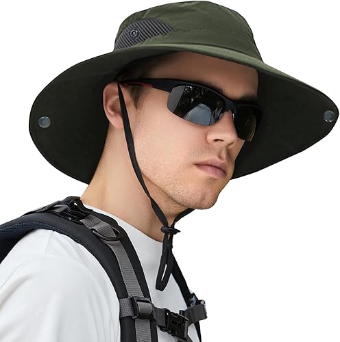 ZOORON Paquete de 1 y 2 sombreros de sol para hombres y mujeres, sombrero de ala ancha, protección UV, impermeable, para pesca, senderismo,