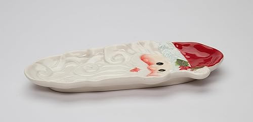 Miniatura 2 de Plato de cerámica fina para dulces de postre de Papá Noel, 8-3/4 pulgadas de largo