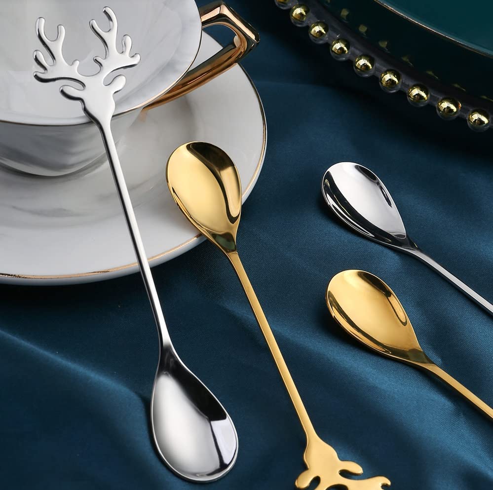 Cuillère expresso acier inoxydable doré élan pour table chic - 6