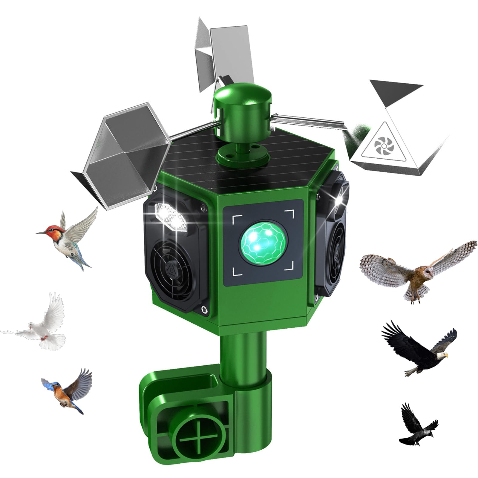 2026 Solar Ultrasonic Bird Repellent Devices Outdoor&Bird Scare Device with Reflective Bird Repeller-Reflective Rotating Birds Scare Device Suitable for Long-Term use in Outdoor Settings-image-6