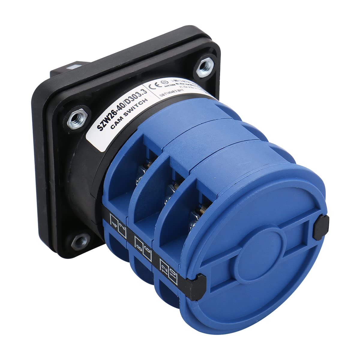 BAOMAIN 40A Rotary Cam Changeover Switch AC 660V 3-Phase 12-Terminal SZW26-40/D303.3 1-Pack 3-Position Latching Universal Cam Switch for Motor Reversing and Power Supply Transfer