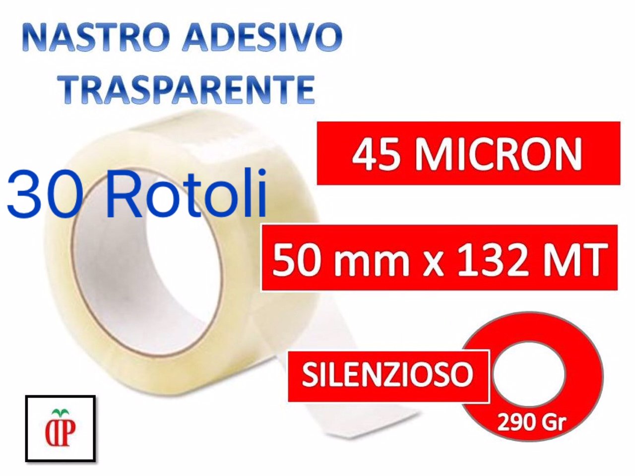 Nastro Adesivo Trasparente resistente Silenzioso con Metraggio Garantito 50 x 132 Mt 30 Rotoli (50 x 66 x 2)