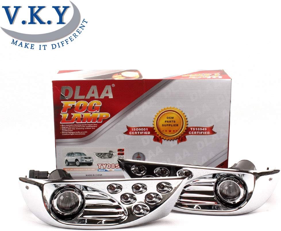 Chrome LED Front Fog Lamps Lights For Toyota Land Cruiser Prado FJ 120 Accessories 2003-2009