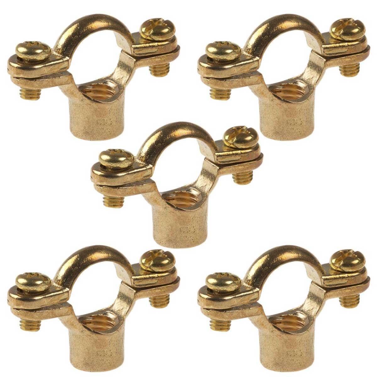 Pepte Brass 5 X 15Mm Single Munsen Rings Clips Pipe Brackets M10 Thread