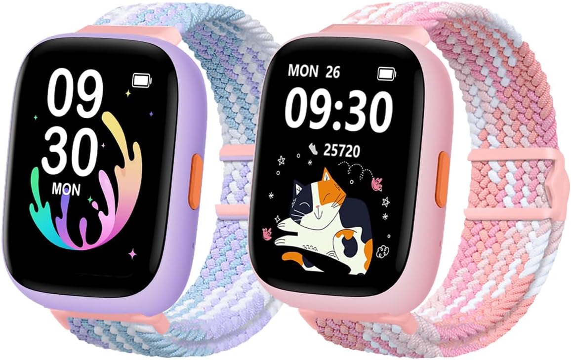 2 Pack Nylon Bands Compatible with BIGGERFIVE BW02 Smart Watch