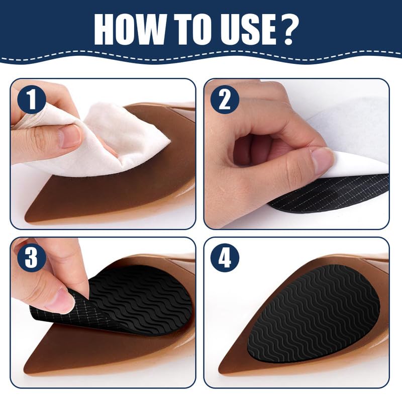 flintronic 8 Pezzi Protezioni per Suole di Scarpe, Adesivi Suola Antiscivolo pe per Scarpe, Adesivi per la Riduzione del Rumore del Tallone delle Scarpe, per Tacchi Alti, Stivaletti (Nero)