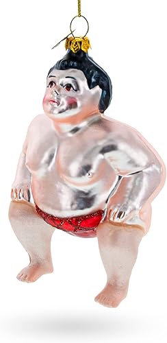 Miniatura 5 de BestPysanky Adorno de Navidad de cristal para luchador de Sumo