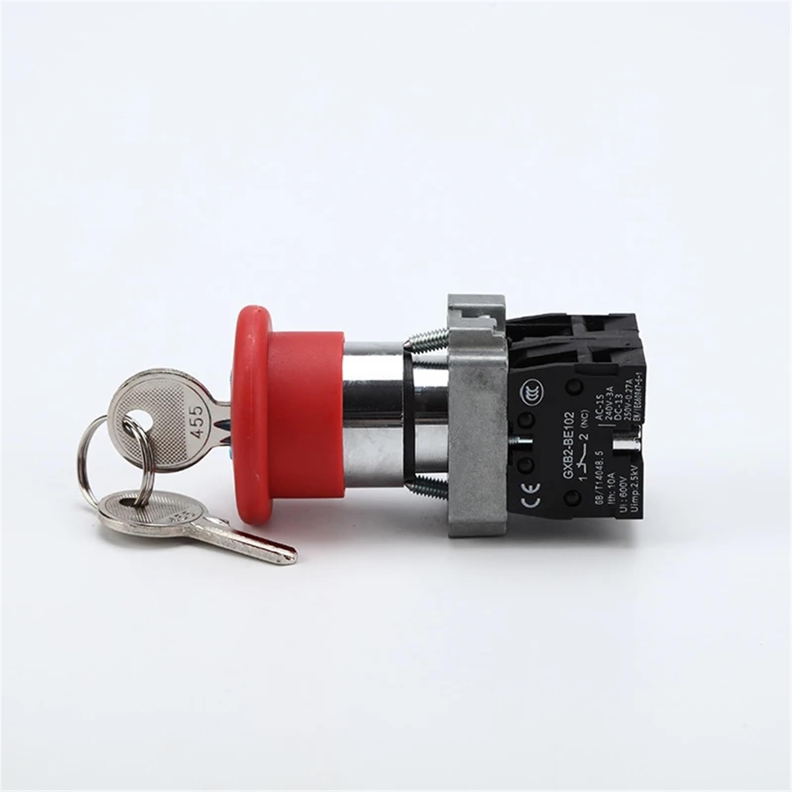 1 bouton d'arrêt d'urgence XB2 22 mm - Interrupteur rotatif à verrouillage - 1NO/1NO1NC - Verrouillage d'urgence (1NO1NC)