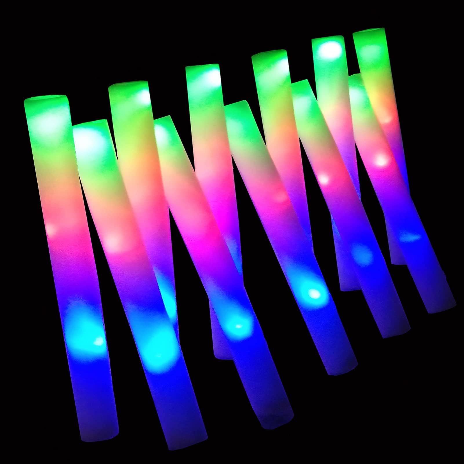 Foam Glow Sticks Bulk 160 PCS,3 Modes Flashing LED Light Sticks Glow in The Dark Party Supplies Light Up Toys for Party Wedding Birthday Concert Halloween Christmas