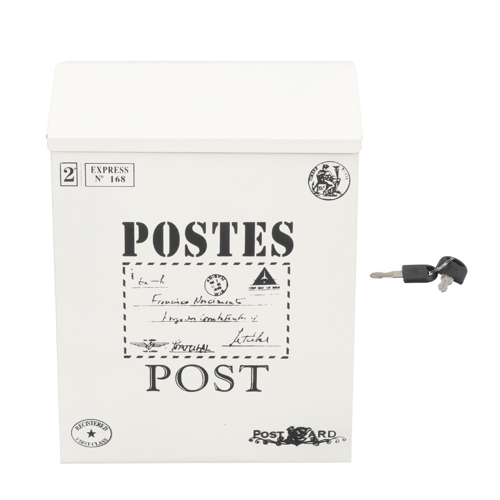Boîte à suggestions vintage Healvian grand volume en fer blanc patiné avec serrure murale