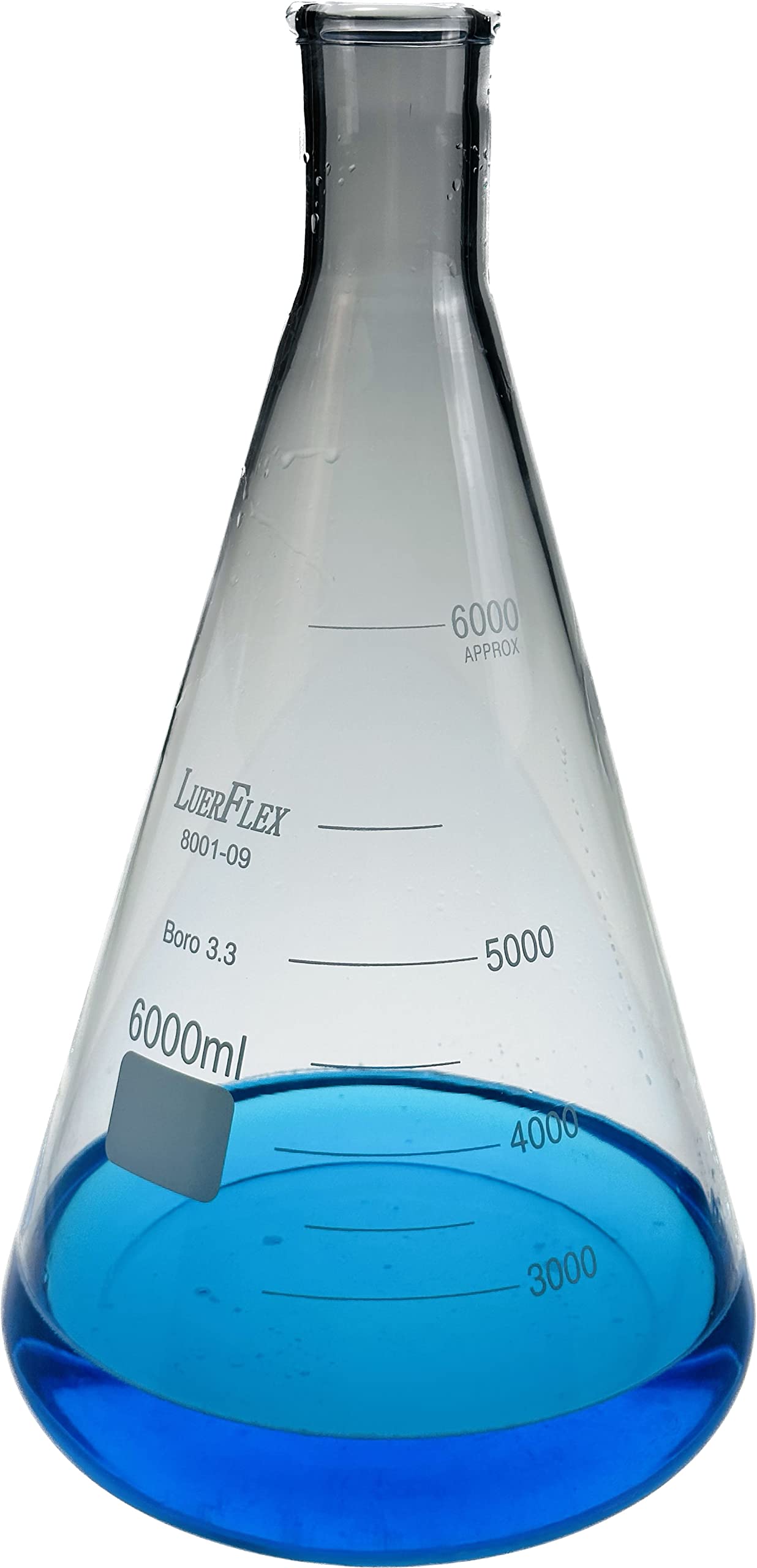 LUERFLEX 6000ML 1.5GAL Erlenmeyer Flask Borosilicate Glass Pack of 1
