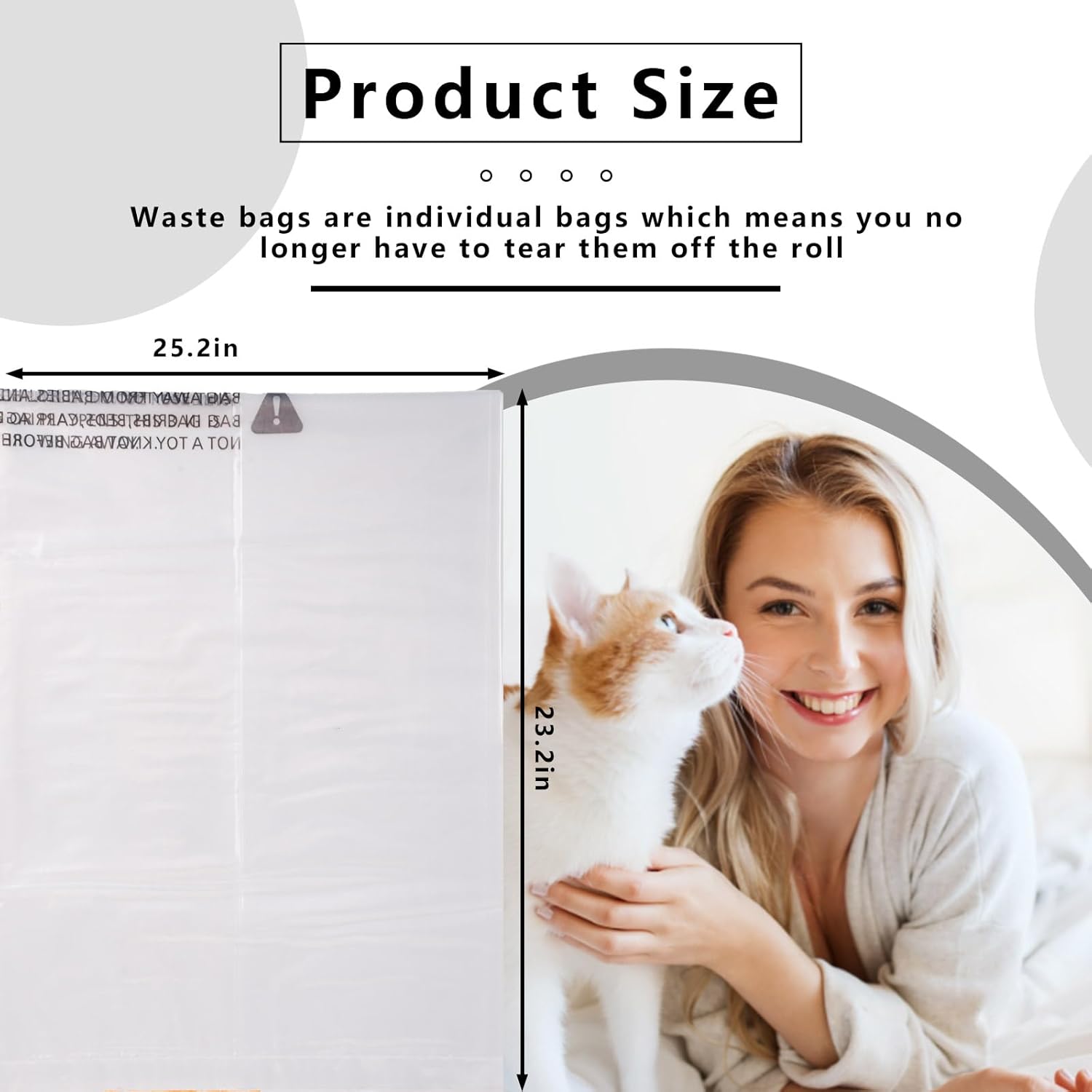 50 Pack Waste Bags For Cat Litter Box Robot 4 and 3, Self-Cleaning Litter Box Waste Drawer Liners Replacement, Thick Heavy Duty 9 to 11 Gallon