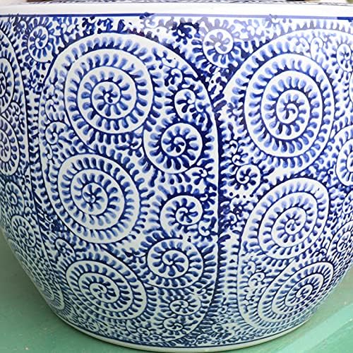 激安 超特価 水鉢 大型 特大 蛸唐草13号 鉢カバー プランターカバー プランター 睡蓮鉢 メダカ鉢 金魚鉢 陶器 めだか鉢 鉢 水連鉢 和モダン 和風 アジアン ビオトープ 観葉植物 ハイドロカルチャー ガーデニング 大きめ Mda33 Fr