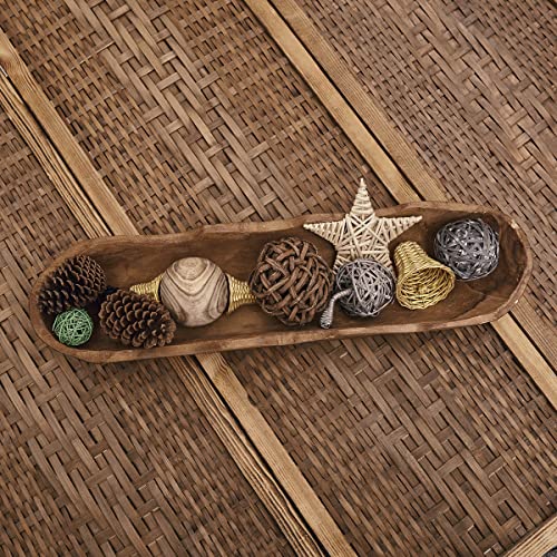 Uziass Wood Dough Bowl, 33.25" X 9.5" Hand Carved Rustic Large Wooden Dough Bowls For Decor Farmhouse Long Wood Dough Bowl Decorative Wooden Bowls For Table Centerpiece Coffee Table Home Kitchen Decor #TOP3
