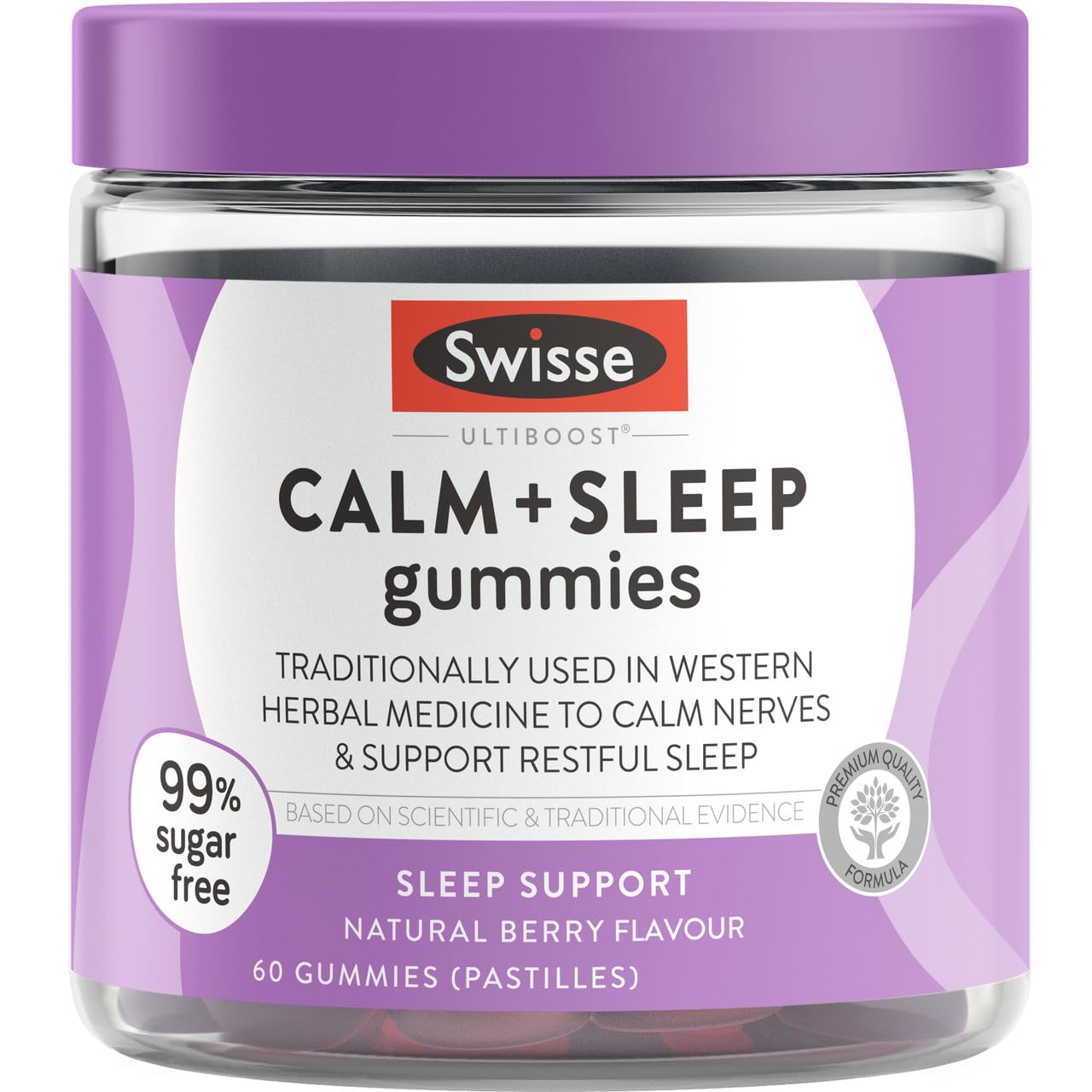 Swisse Ultiboost Calm + Sleep Gummies | Assists the Body in Coping with Stress | 60 Pack