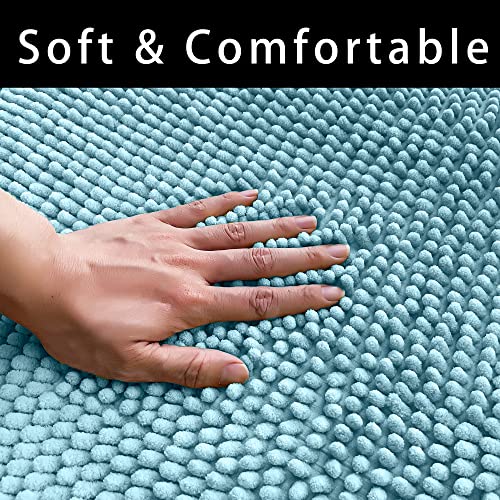 Eanpet Chenille Bath Mat Non-Slip Microfiber Floor Mat Baby Bath Mat For Kids Ultra Soft Washable Bathroom Dry Fast Water Absorbent Shower Mat Area Rugs (19.6" X 31.5", Sky Blue) #TOP3