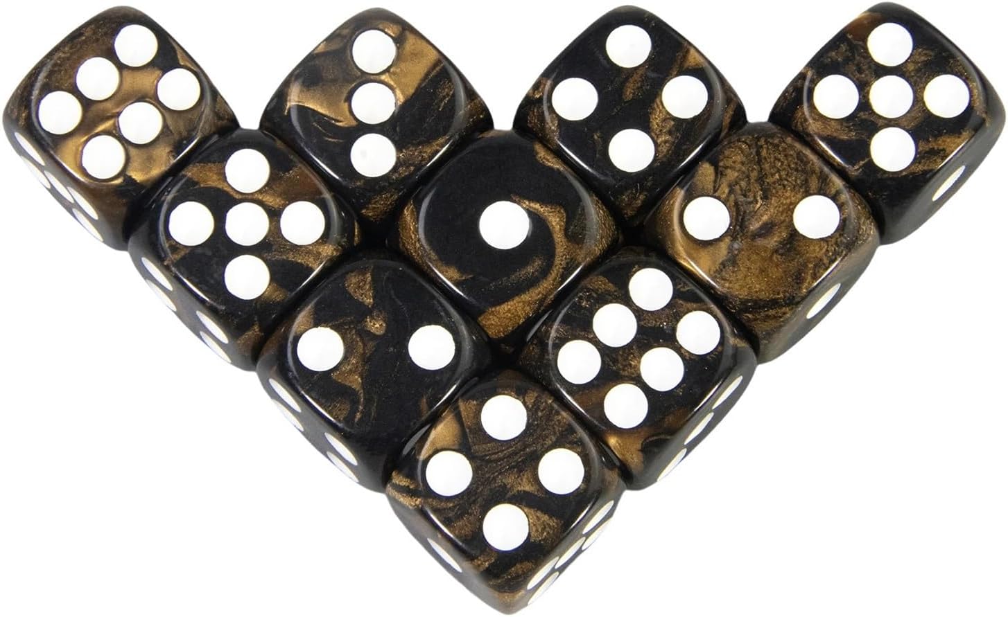 10pcs 16mm Cube Dice Colorful Dice for Mahjong Poker Game Leisure & Entertainment Games(Golden Black-g)