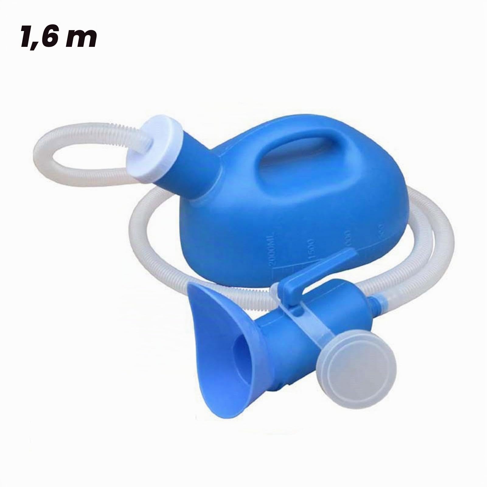 Orinal a prueba de derrames, orinal portátil, orinal para exteriores, 2000 ml, con tubo largo y tapa para hospital, hogar, camping, coche, viajes, camioneros
