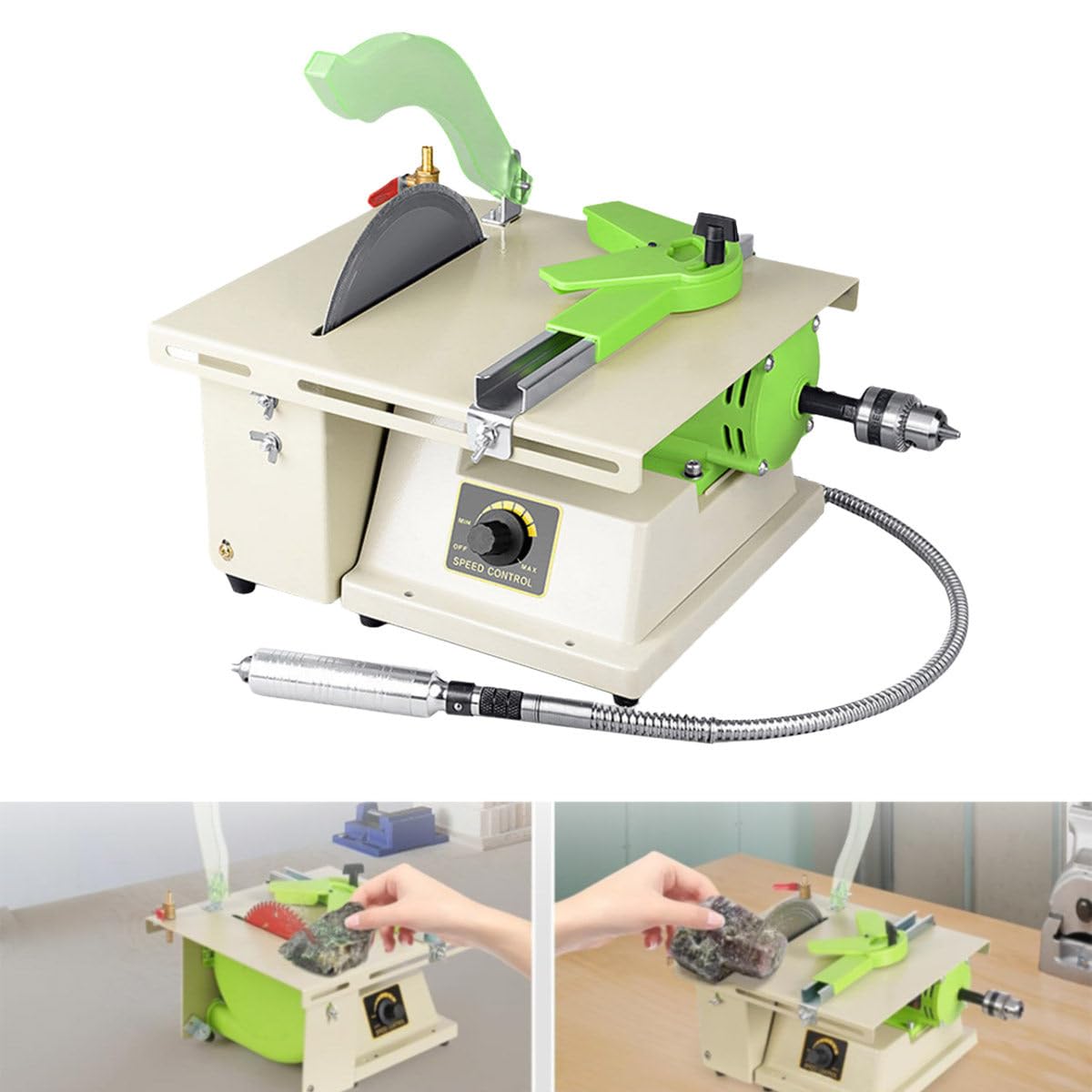 Tafelzaag voor Houtbewerking, Tafelzaag voor Modelbouw, Precisie Tafelzaag, Moc 1380W, Średnica Ściernicy 70mm, Średnica Ostrza Tnącego 180mm, Do Cięcia Skał, Polerowania Biżuterii I Rzemiosła