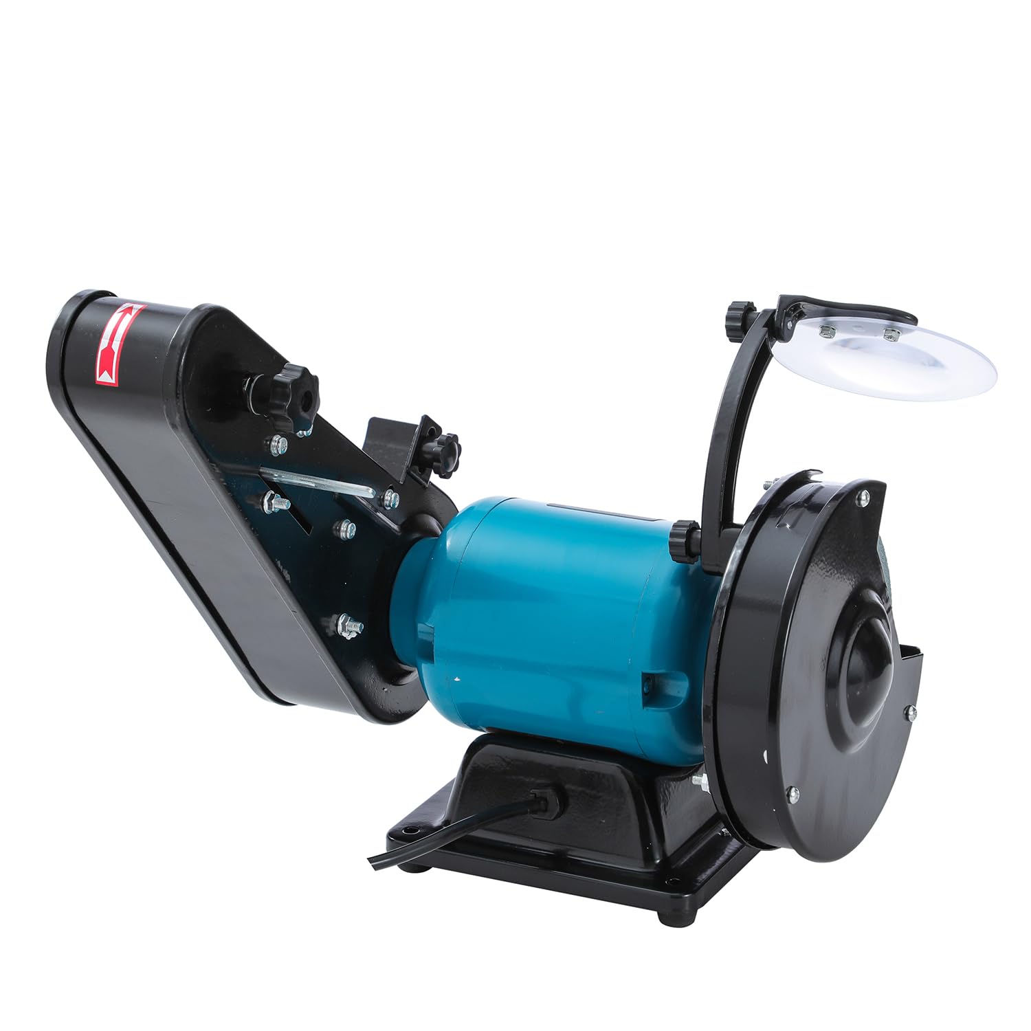KATSU Tools Smerigliatrice da banco e levigatrice a nastro 250W 2 in 1, mola da 150 mm, nastro abrasivo 50 x 686 mm, per levigatura, lucidatura e affilatura di legno e metallo