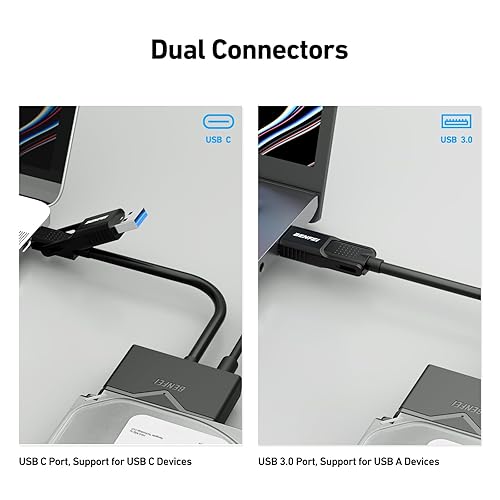 Vista 3 de BENFEI Cable SATA a USB 3.0, adaptador de disco duro USB 3.0 a SATA III compatible con disco duro HDD/SSD de 2.5 de 3.5 pulgadas con adaptador