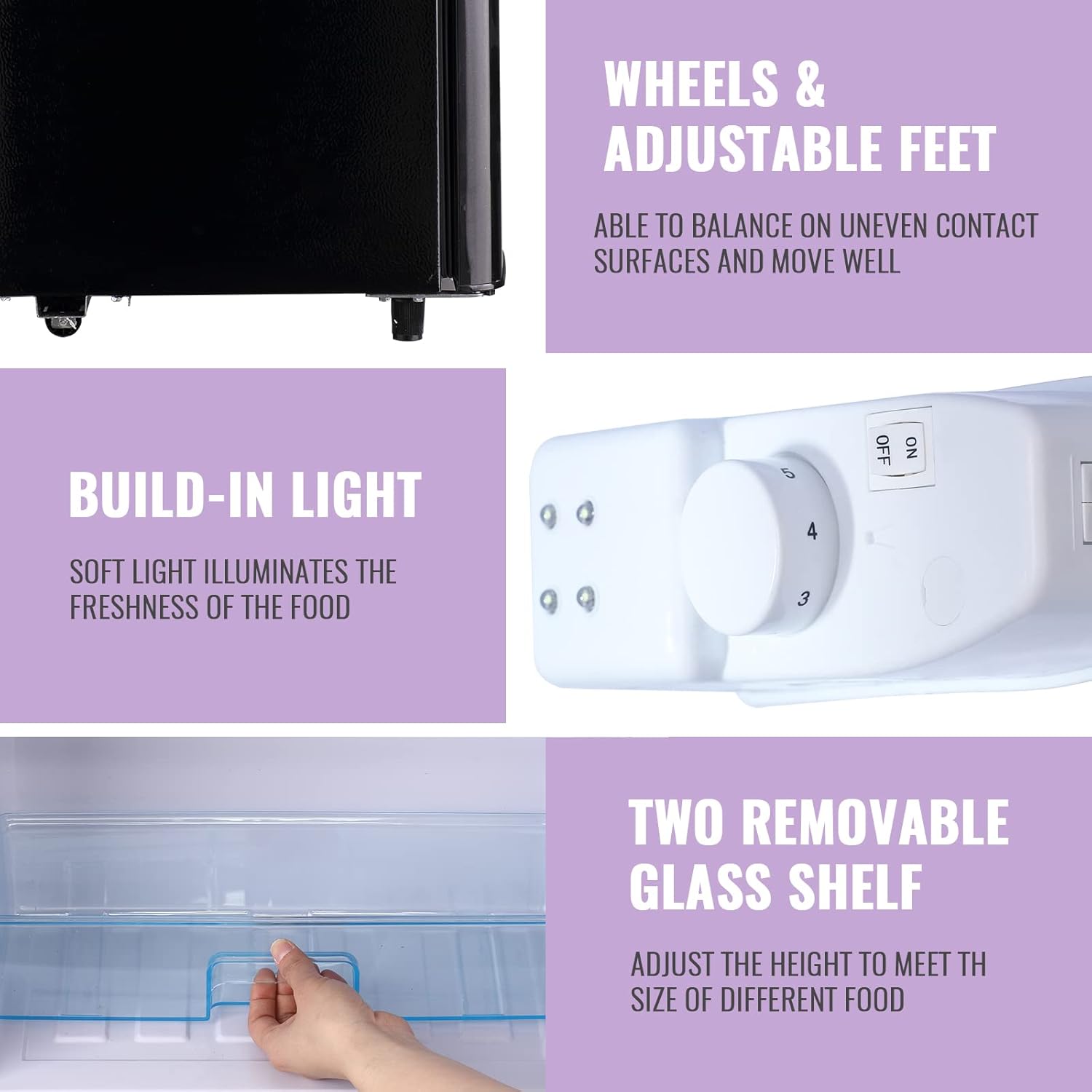 Mini Refrigerator 3.5 Cu.Ft Dual Door Fridge with Handle Adjustable Temperature with Top Mount Freezer Ideal for Home, Office, Dorm Black