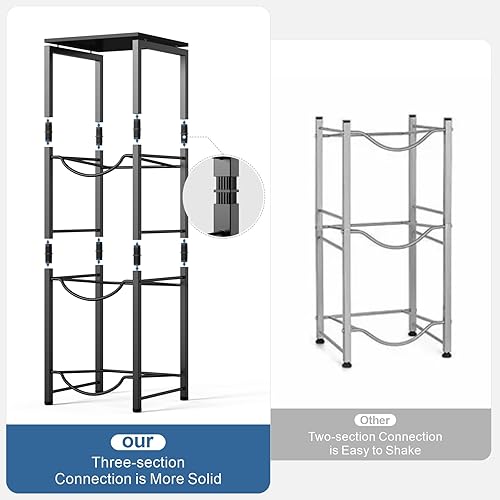Vista 2 de Dirza Soporte para botella de agua de 5 galones con estante superior, soporte para botellas de agua de 3 niveles, estante de almacenamiento de agua