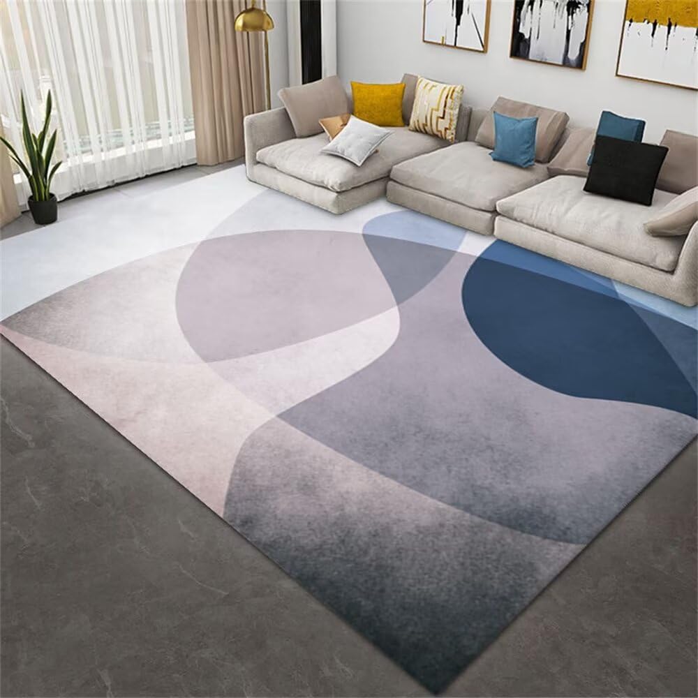 Tapis de salon gris lavable petit tapis de chambre enfant bleu 50x80 moquette