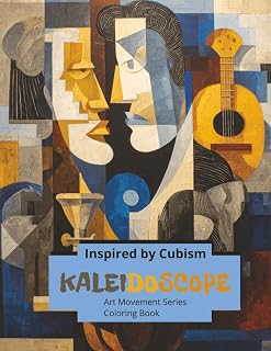 Kaleidoscope, Inspired by Cubism: Coloring book for adults, Stress Relief, Art Movement Series,