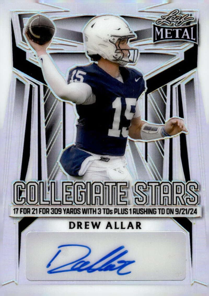 DREW ALLAR RC SP AUTO 2024 Leaf Metal Autograph 5/14 Collegiate Stars Penn State NM-MT Football Prospect