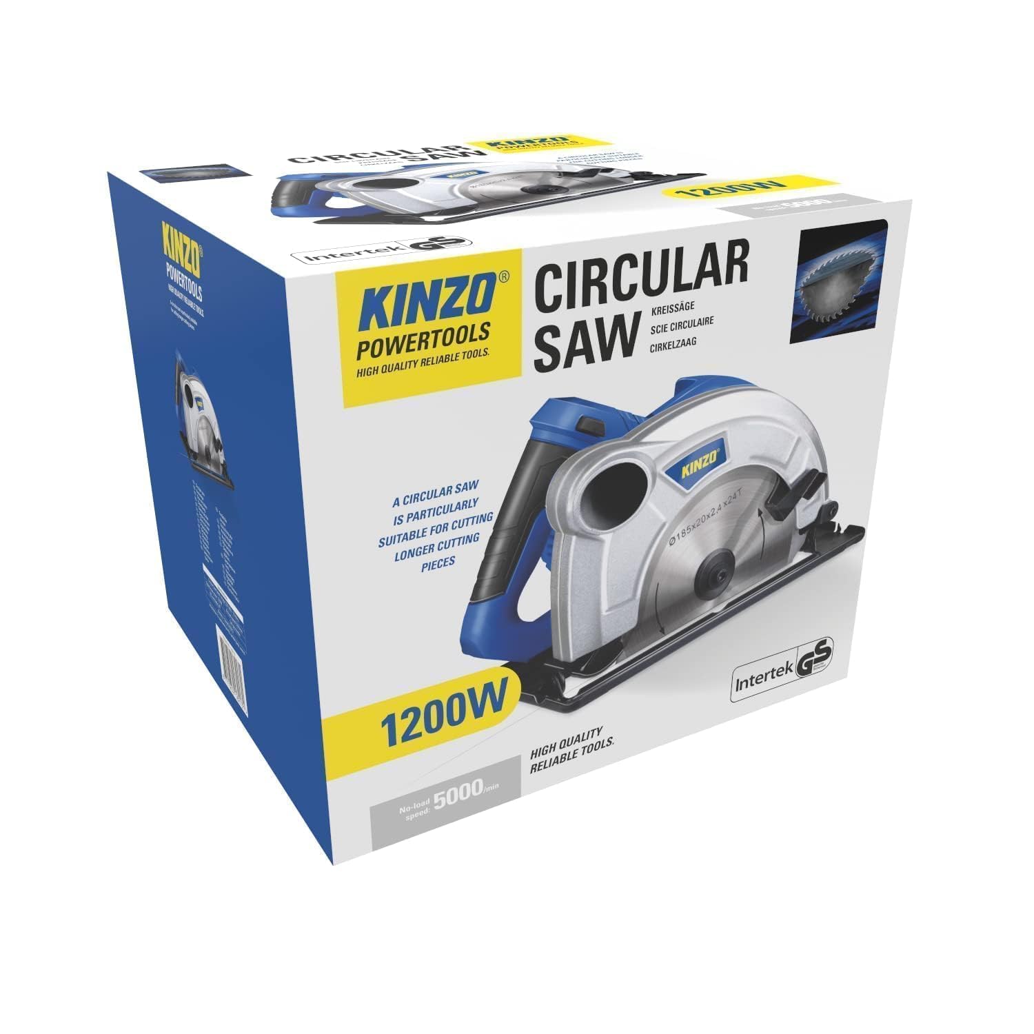 Kinzo Sierra circular – 230 V – Azul – con guía paralela – Cortador de laminados