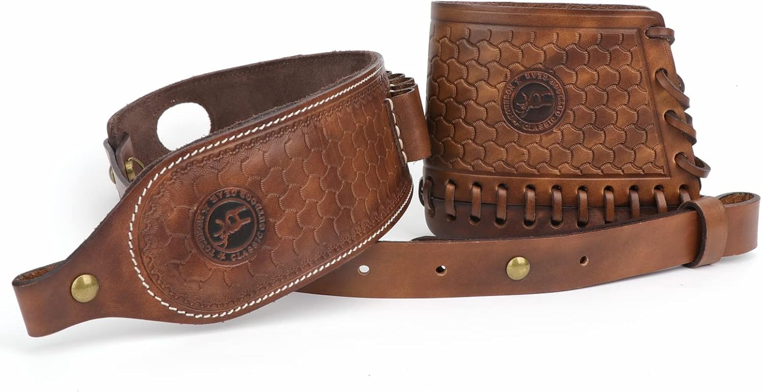 TOURBON Hunting Shooting Gun Sling with Shell Holder, Buttstock Recoil Pad Adjustable Cover