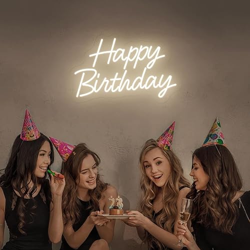 Miniatura 7 de Letrero de neón de feliz cumpleaños con control remoto de temporizador, luces de neón de feliz cumpleaños para decoración de fondo, ajustable con