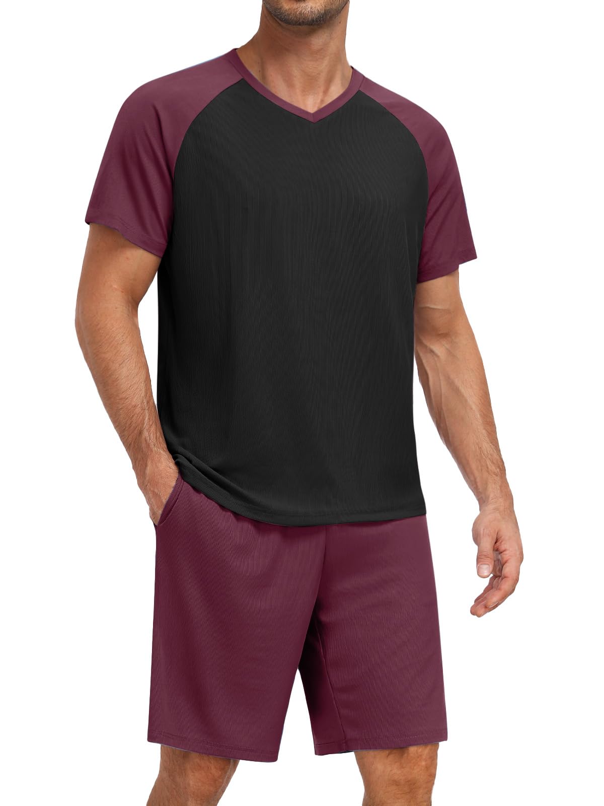 Feiersi Mens Pajama Set Summer Soft Short Sleeve Pjs Sets Lightweight Quick Dry Comfy Loungewear Sets With Pockets