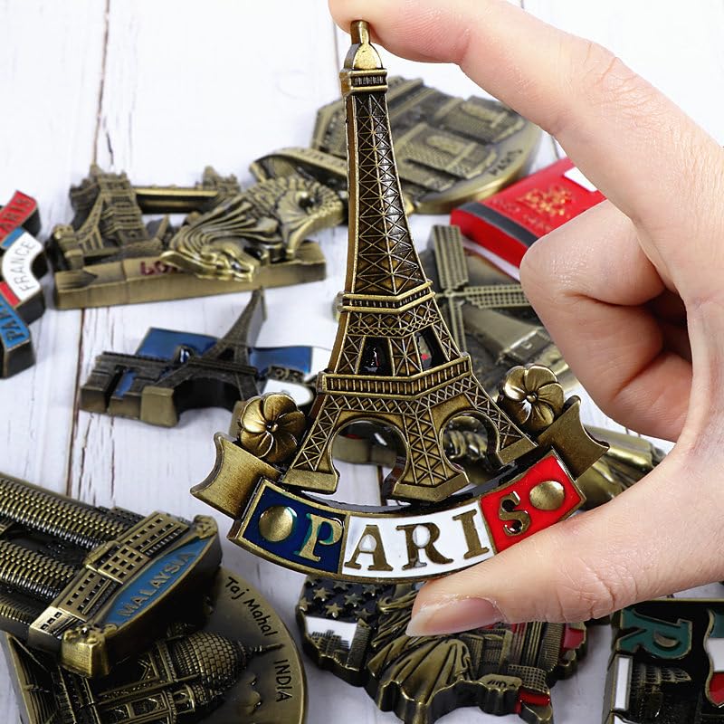 Imán metálico 3D Torre Eiffel para nevera miniatura 5