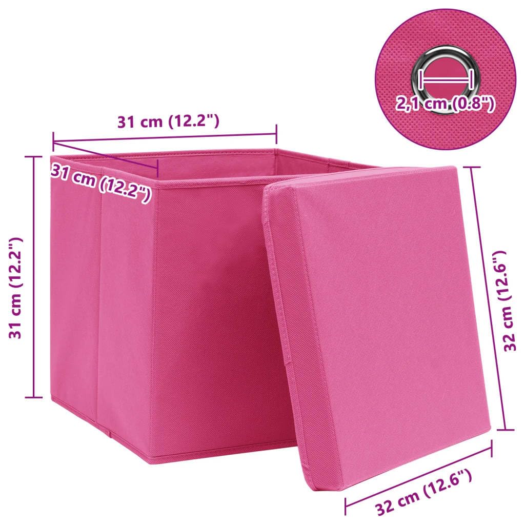 Set di 10 scatole pieghevoli con coperchio, 32 x 32 x 32 cm, in tessuto non tessuto, per armadio, scaffale, ufficio, soggiorno, corridoio, salvaspazio, pieghevoli per la casa e l'ordine