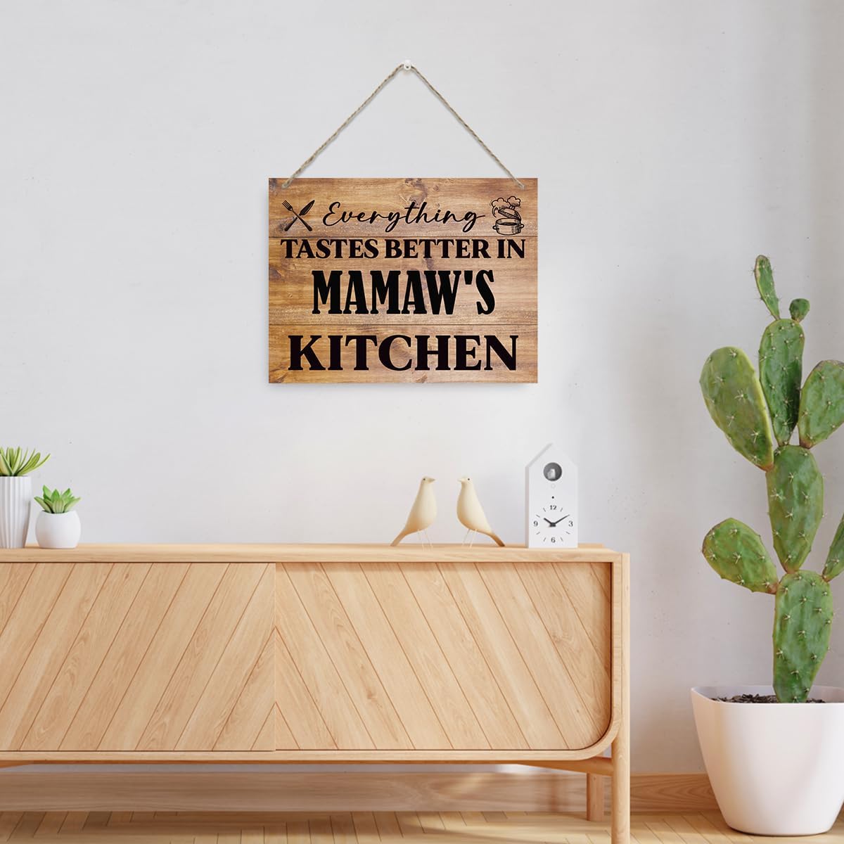 Hanging Wooden Kitchen Gifts, Grandma's Gift, Mother's Day Gift, Thanksgiving Gifts for Mom from Daughter Son, Everything Tastes Better in Mamaw's kitchen Sign, Rustic Farmhouse Sign 15x11.4 Inches - Image 4