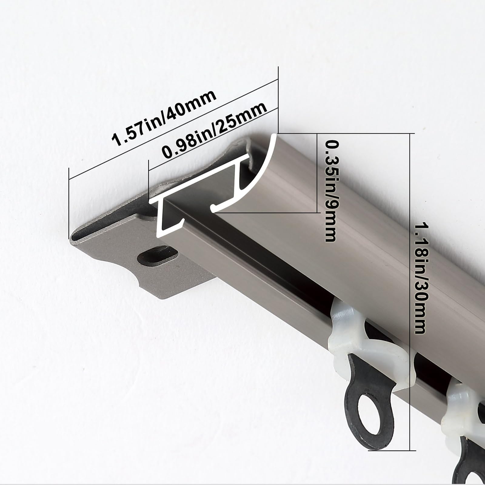 Rail de Plafond Ultra-mince, Rail de Rideau de Plafond ou de Mur Tringle à Rideaux en Aluminium pour Séparateur de Pièce, 1m-6m(B-Ceiling Mount,4.8m(4 * 1.2m))