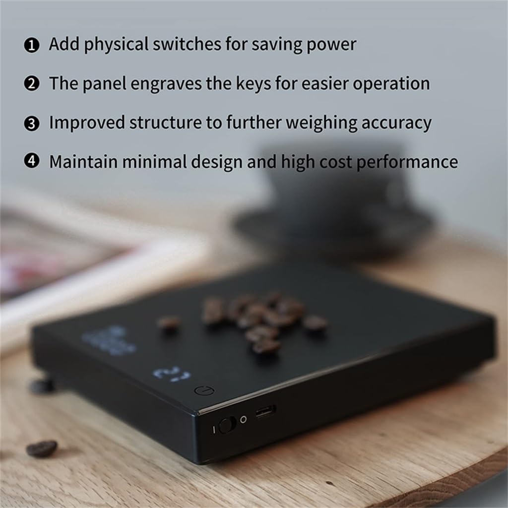 JFDBGU Black Basic+ Electronic Coffee Scale Built-in Auto Timer Digital Espresso Smart Kitchen 2kg