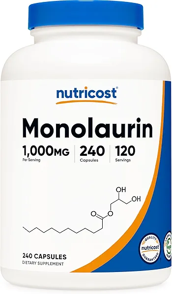 Nutricost Monolaurin 1000 mg (120 Servings, 240 Capsules) - Gluten-Free, Non GMO, Vegan