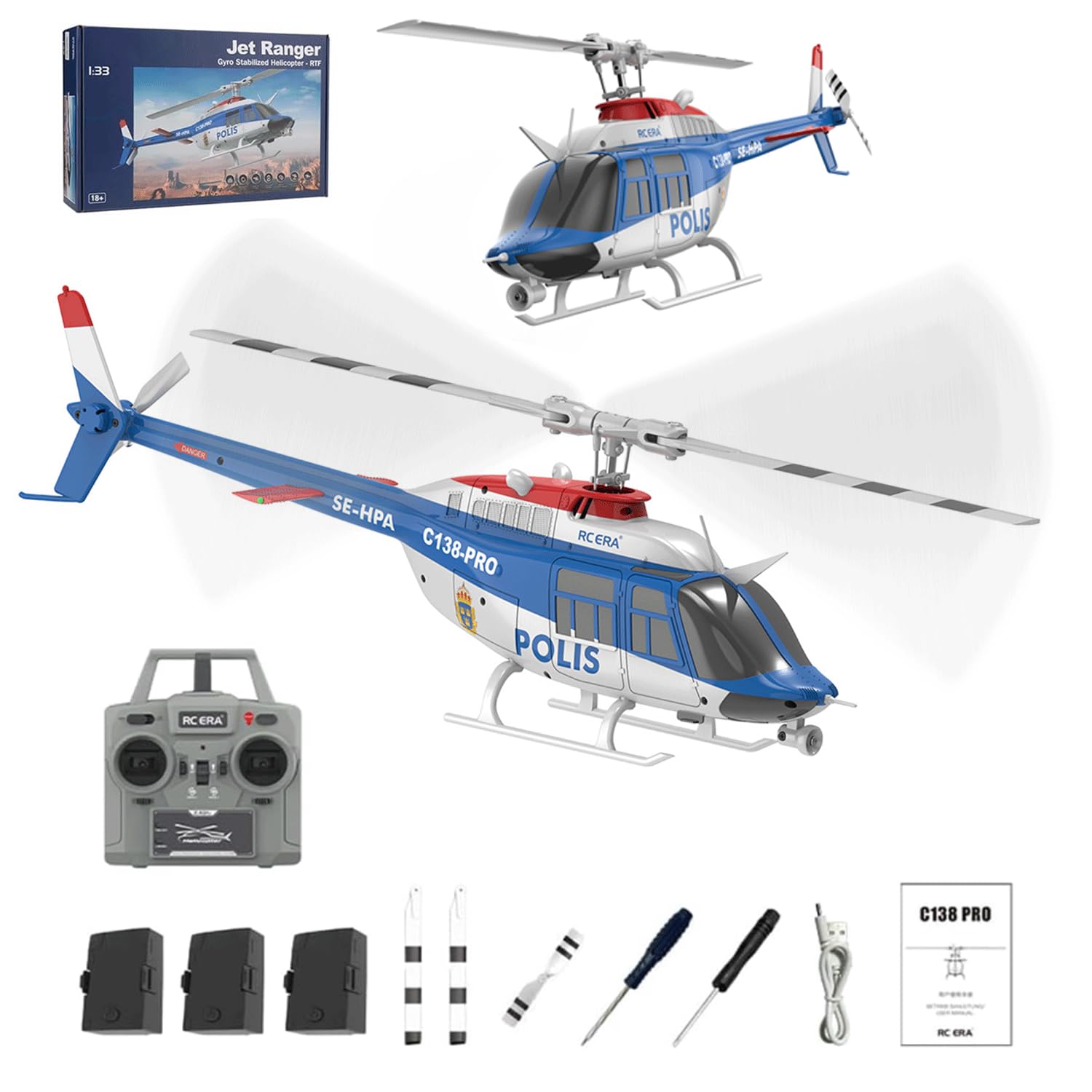 RC ERA C138 ヘリコプター Amazon.com: RC ERA C138PRO 1/33 Scale Bell 206 2.4G RC Helicopter