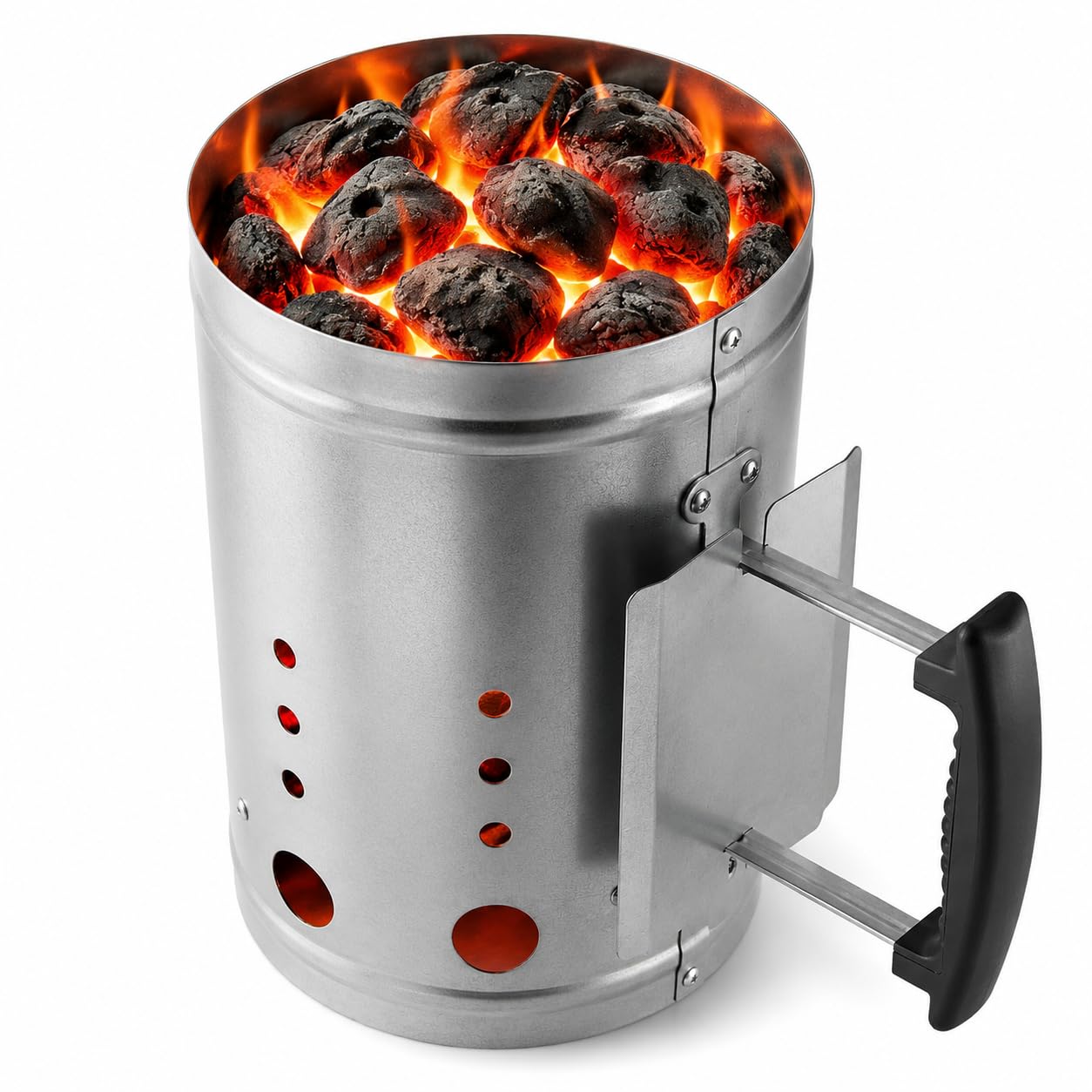 EPISENT Charcoal Chimney Starter for BBQ – Heavy Duty Charcoal Starter with Heat Shield & Cool Touch Handle, Fast Lighting Coal Starter for Briquettes, Lumpwood & Outdoor Grilling