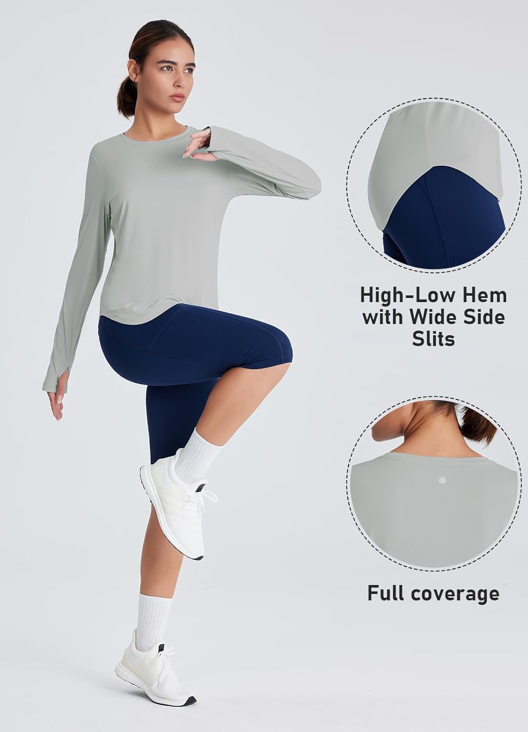 Women's Rash Guard Long Sleeve UV Sun Protection Shirts with Thin Hoodie UPF 50+ Lightweight SPF Tops for Hiking - Image 4