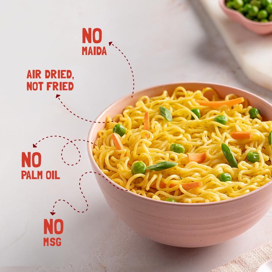 Image of Slurrp Farm No Maida, No MSG Instant Noodles | Magic Masala | Not Fried, Millet Noodles, 4 X 57 g (Pack of 2)