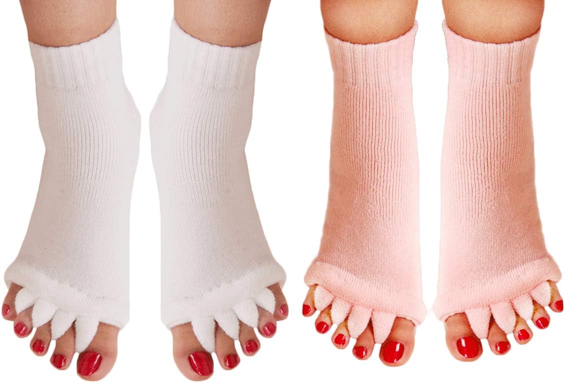 Toe Separator Yoga Gym Sports Massage Foot Alignment Socks 2 Pairs