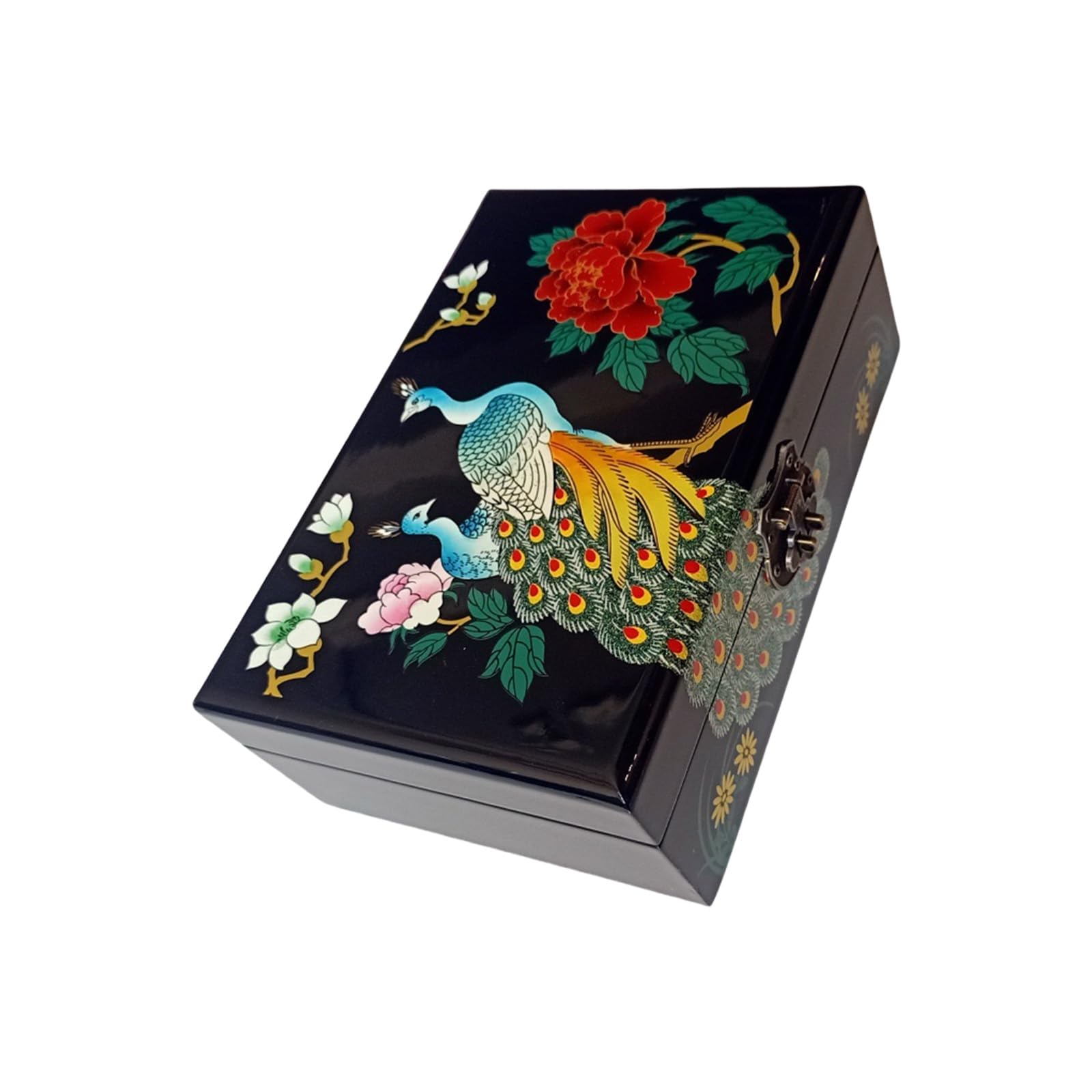 NEWFT Decorative Wood Storage Box with Feature Handcraft Designs for Jewelry Protective Traditional Locking Jewelry Box