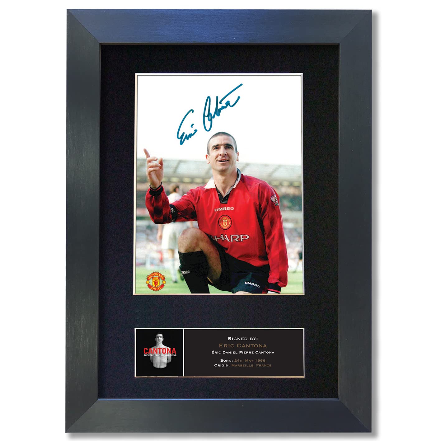 ERIC CANTONA Autograph Man Utd Signed Reproduction Mounted Photo Print A4#488