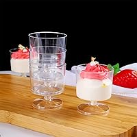 Vista 8 de Youeon 50 Pack Mini Plastic Dessert Cups with Spoons, 5 Oz Clear Appetizer Goblet Dessert Cup, Small Shooter Cups for Desserts, Appetizers